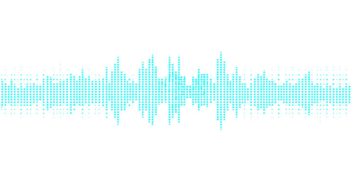 Digital technology illustration featuring a rhythmic music sound wave and equalizer frequency pulse design with audio notes on a blue vector background