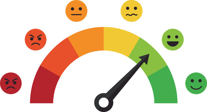 Customer Satisfaction Meter Illustration Showing Emotion Rating Scale From Angry To Happy Faces Representing Feedback Experience Evaluation Service Quality And Performance Measurement Concept