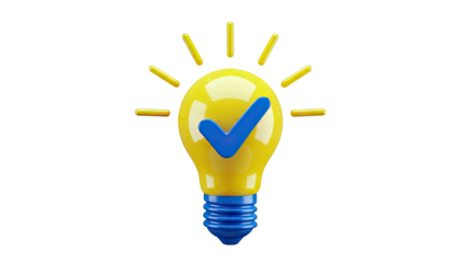 Idea Lightbulb with Checkmark Icon