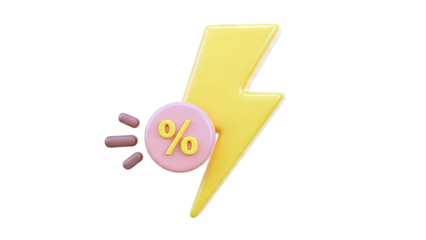 Lightning Bolt with Percentage Sign 3D Icon