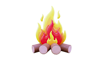 3D Render of a Stylized Campfire with Logs