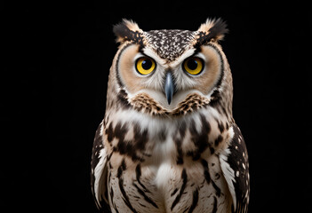 Obraz premium Owl with Piercing Yellow Eyes