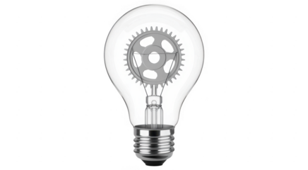 Light Bulb with Gear Inside gear inside bulb clear bulb isolated on a transparent background