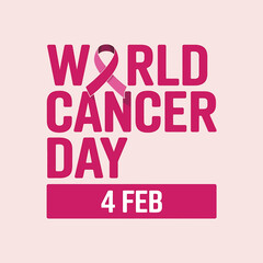 World cancer day awareness poster with ribbon on february 4th