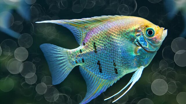 Colorful angelfish swimming underwater in aquarium, showing fish, underwater, aquarium, swimming, animal, and colorful.