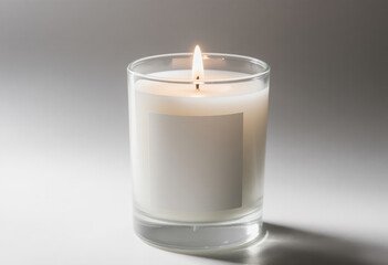 Candle with Soft Flame Against Minimal Background