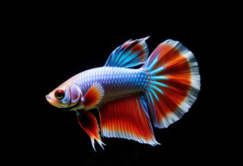 Fototapeta premium Colorful Tropical Fish Against Black Background