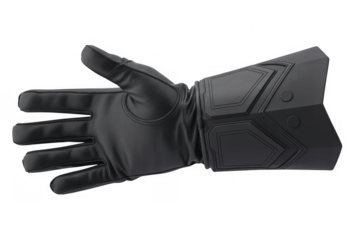 Black leather glove with armor isolated white background isolated on a transparent background