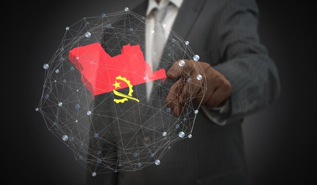 Angola - country shape and flag - 3D illustration