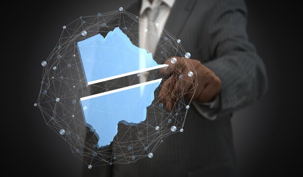 Botswana - country shape and flag - 3D illustration