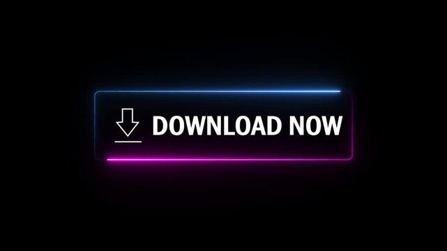 a graphic of a "Download Now" button with a glowing neon border. A download icon and glowing neon border