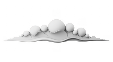 White 3D abstract shapes isolated on a transparent background