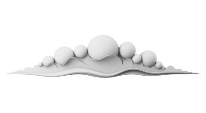 White 3D abstract shapes isolated on a transparent background - Powered by Adobe