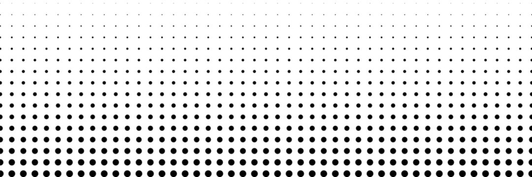 Halftone gradient. Dotted gradient, smooth dots spraying and halftones dot background seamless horizontal geometric pattern vector template set. modern