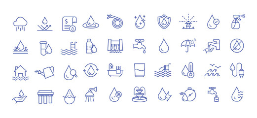 Water icon set. Editable line icons. Vector illustration.