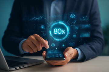 Mobile analytics dashboard showing business performance and progress metrics