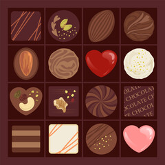 Assorted Chocolate Illustration Set Vector