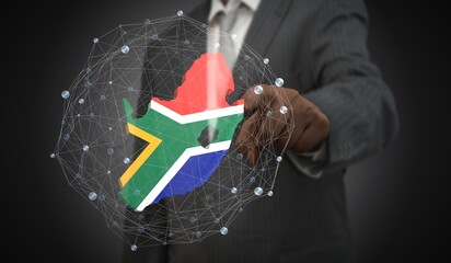 South Africa - country shape and flag - 3D illustration