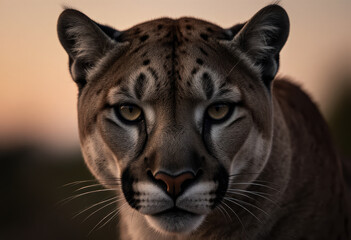 Obraz premium Big Cat with Intuitive Expression in Close-Up Portrait