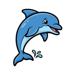 Obraz premium Cartoon dolphin jumping out of water with splash