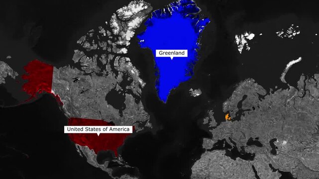 Greenland, USA map and Denmark Map Animation | World Location Map with Country Highlights