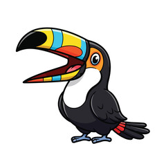Naklejka premium Colorful Toucan Bird Cartoon Character With Large Beak Isolated