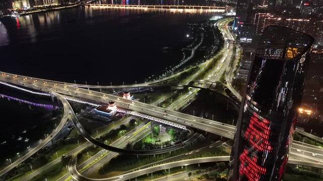 Nanchang Night Aerial Highway Overpass City Photography
