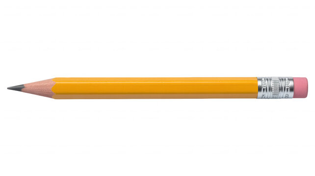 Yellow Pencil With Pink Eraser For Education And Writing Concept On Transparent Background