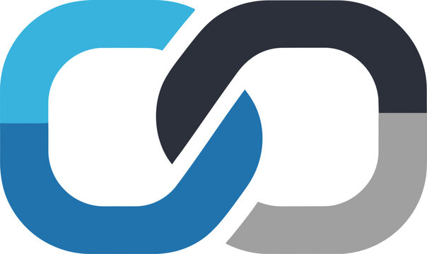 A stylized infinity loop logo design.