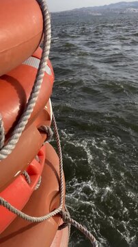 Life Buoy on the Boat (Vertical Video)