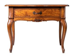 front view of antique wooden table isolated on white