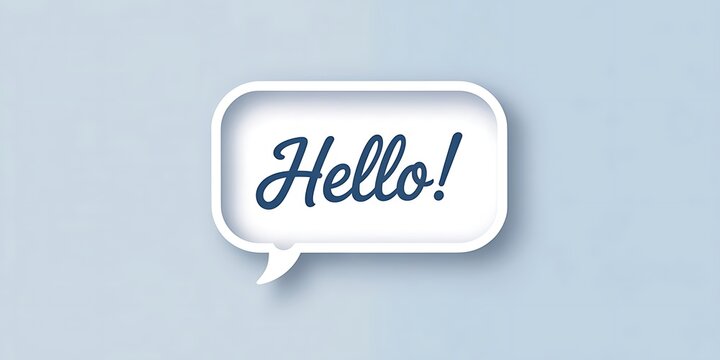 Speech bubble with handwritten text Hello on a light blue background greeting welcome