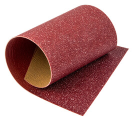 roll of red sandpaper sheet isolated on white