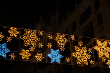 Christmas light decoration border with snowflakes
