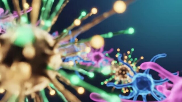 A vivid depiction of neurons interacting, evoking a sense of connection and communication, ideal for educational content.