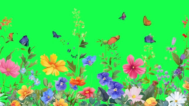 Vibrant floral pattern with butterflies