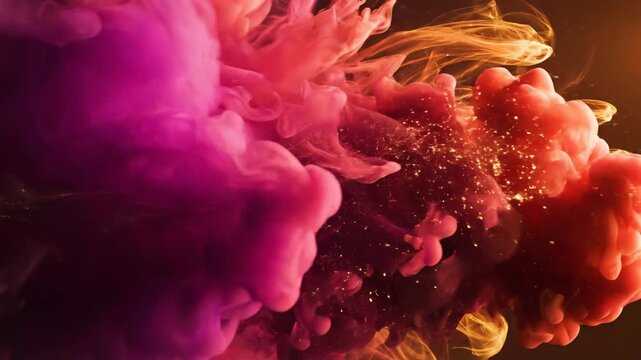 A dynamic blend of colorful ink clouds creates an artistic and energetic mood, perfect for creative projects.