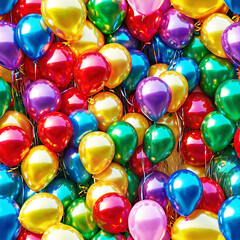 Vibrant Colorful Balloons Filling Frame, Celebration Party Decor, Festive Background