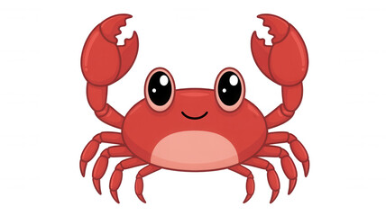 Fototapeta premium Smiling Cartoon Crab Vector Illustration For Kids Entertainment And Education On Transparent Background