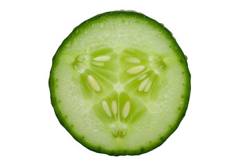 Close-up of a sliced cucumber green vegetable fresh isolated on a transparent background