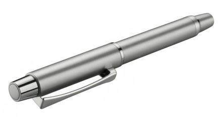 Silver pen with clip writing instrument office supplies isolated on a transparent background