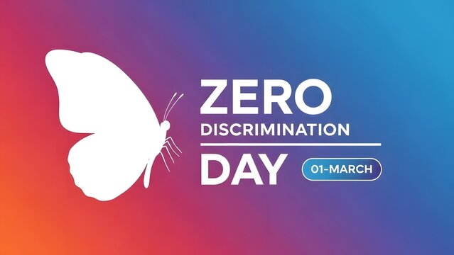 Zero Discrimination Day awareness campaign with butterfly symbol on colorful background