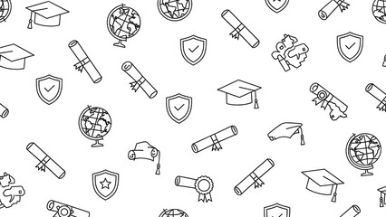 A collection of graduation caps and diplomas illustrations