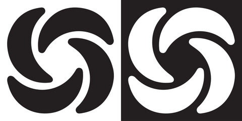 Fototapeta premium Dynamic Rotating Shape Symbol Monochrome Vector