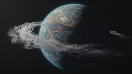 Cinematic Marble Planet with Bioluminescent Clouds and Swirling Nightlight