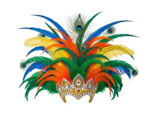 Vibrant feathered carnival headdress costume accessory