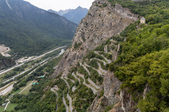 The famous Montvernier switchbacks in Savoie, France
