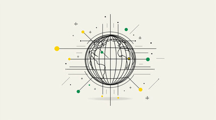 A detailed scene capturing geometric globes connected: illustrating the link between modern science ; universal design in motion: a visual exploration of science's.