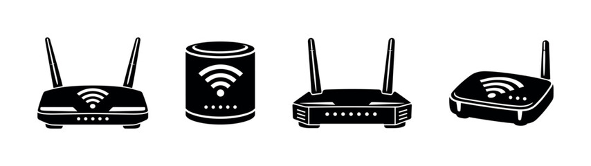 Router devices vector icons set, wifi symbols collection, wireless and network elements
