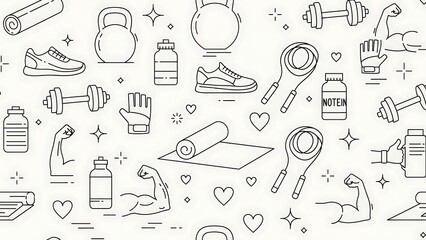 Fitness and wellness icons illustration